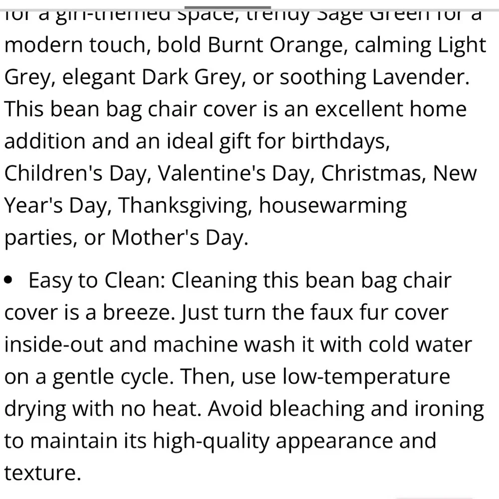 Kids Fluffy Furry Bean Bag Cover-Light Purple